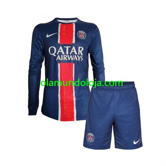 Camisola Paris Saint-Germain Criança Equipamento Primeiro 2024-2025 Manga Comprida